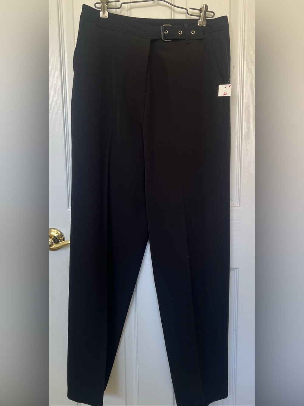 Finity classic career Womens Sz 12 Dress Pants Slacks Black w Belt detail